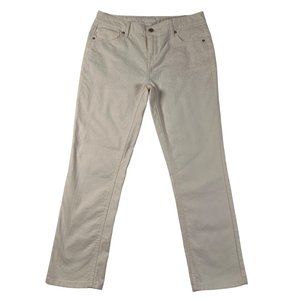 LIZ CLAIBORNE Jeans Women's 5-Pocket Denim Leopard Print Tapered Leg White 6